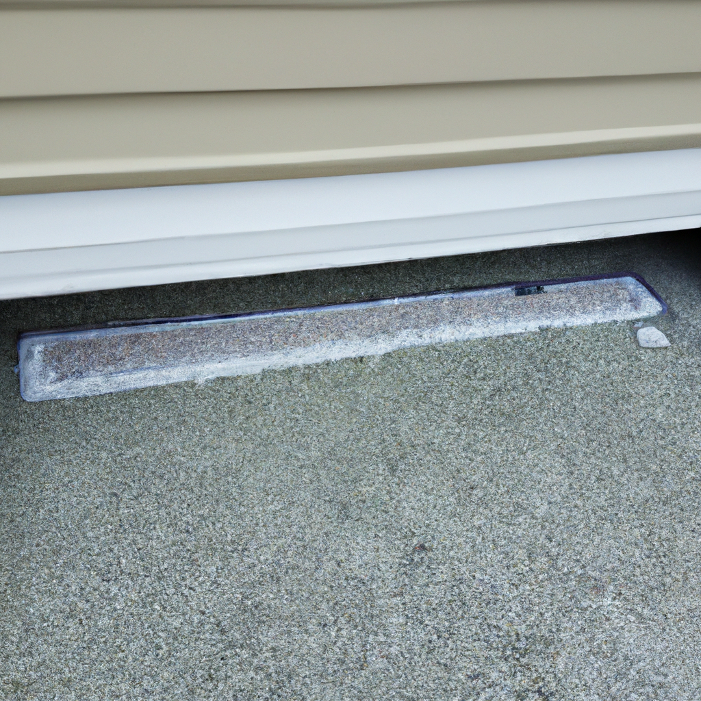 Residential garage door threshold in Everett, WA with weatherstripping and insulation installation